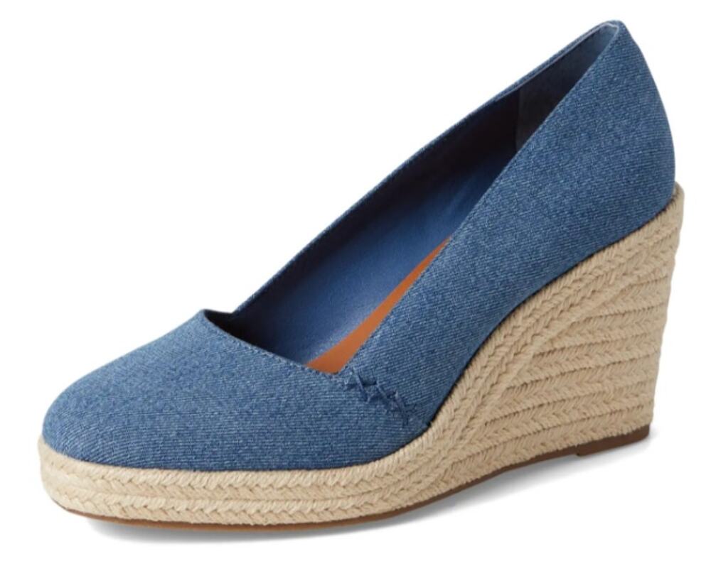 Lucky Brand Womens Imula Espadrille Wedge Heels Size 8.5 Blue Canvas NIB